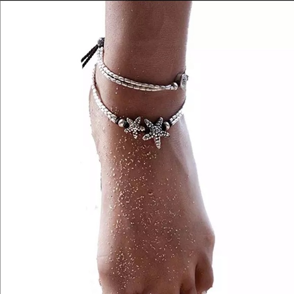 NWT  Double Layer Handmade Silver Ankle Bracelet - Picture 3 of 4